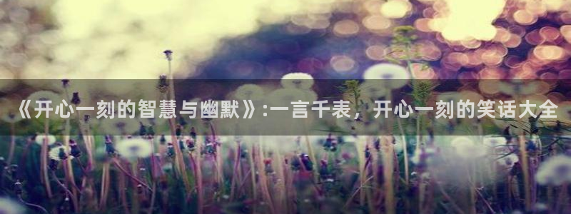 《开心一刻的智慧与幽默》:一言千表，开心一刻的笑话大全